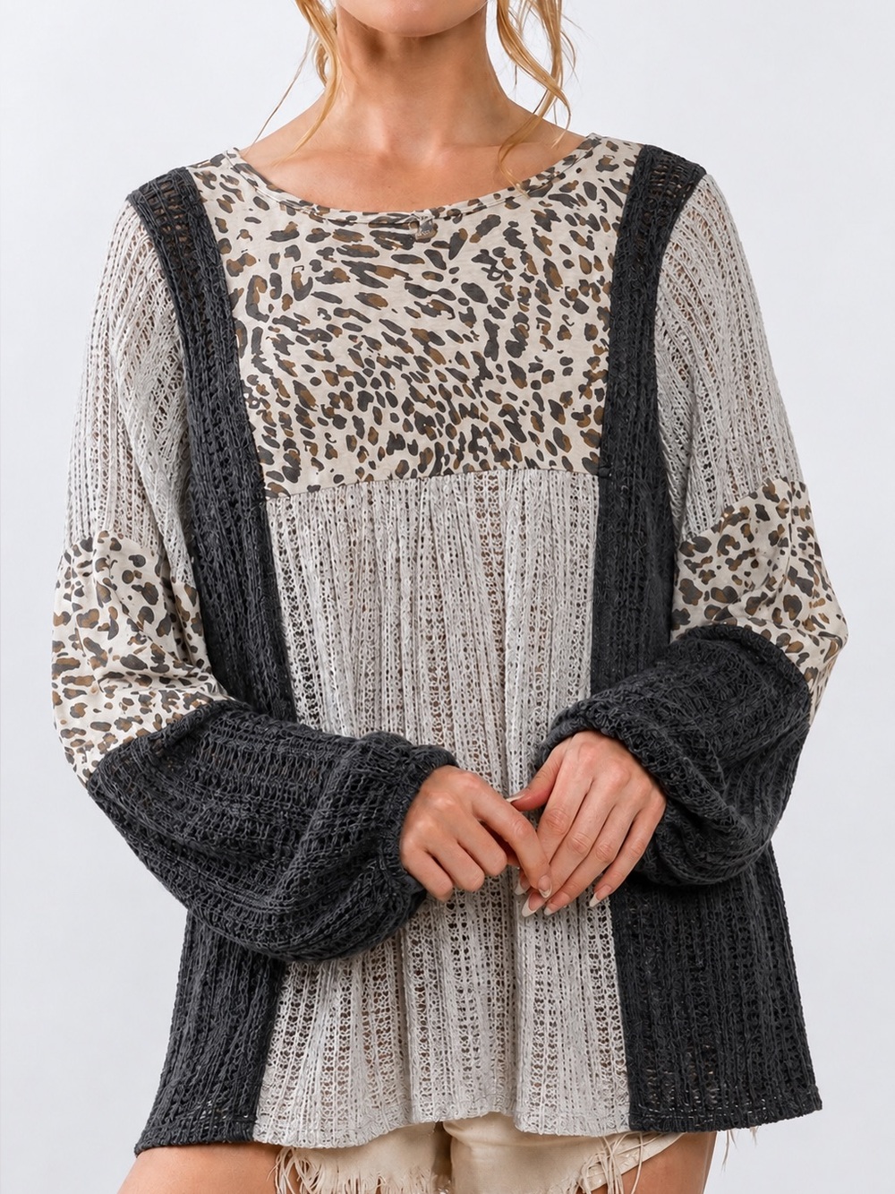 Leopard Knit Nordstrom Patchwork Tunic Top